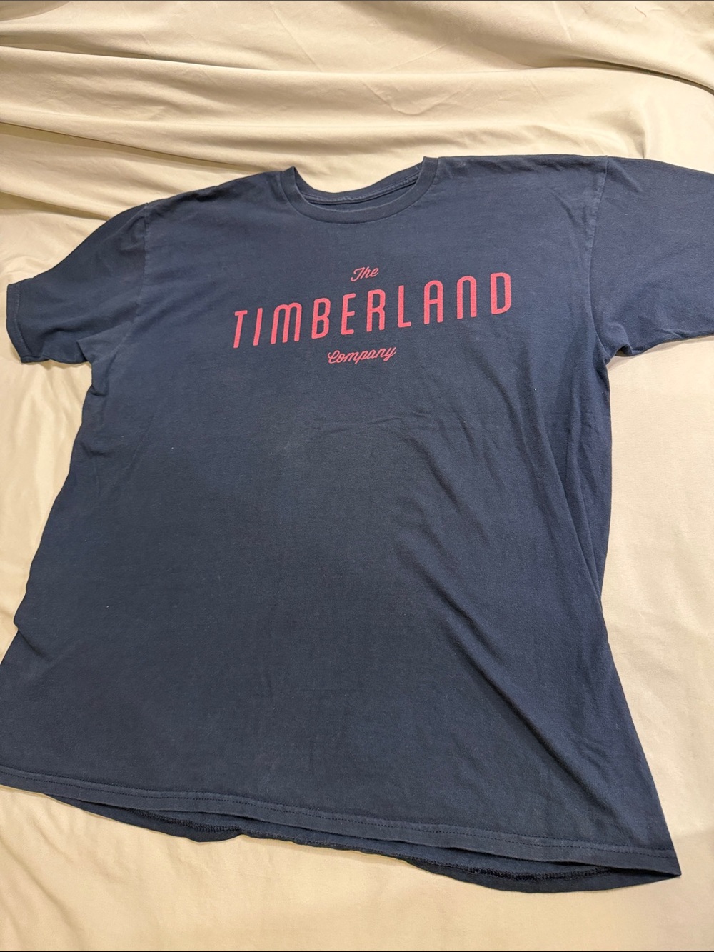 Timberland Navy Short-Sleeve Tee with Pink Logo